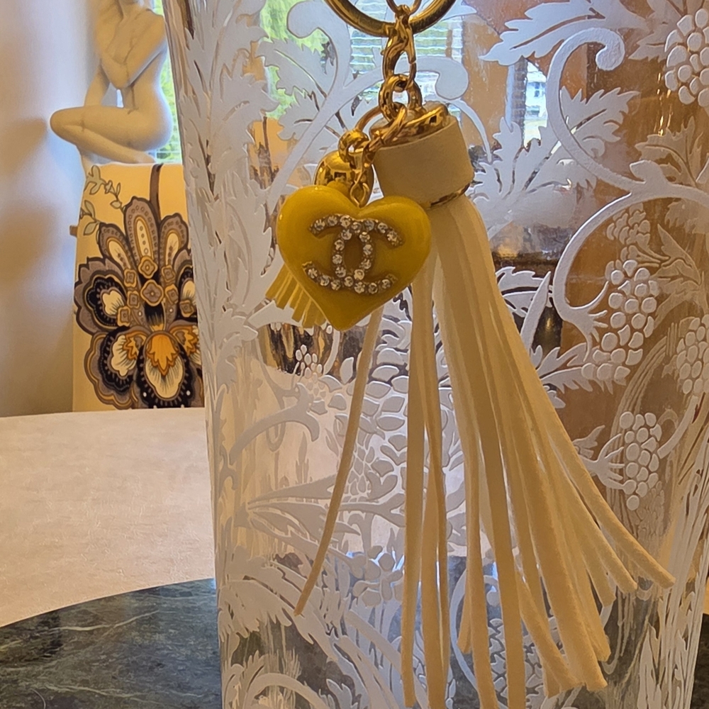 Handmade Custom One-of-a-Kind upcycled Chanel Charm Keychain. - Picture 9 of 10